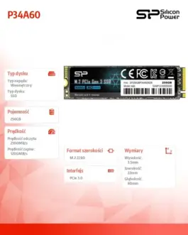 Alternative view of Silicon Power SSD drive A60 256GB M.2 PCIe 2100/1200 MB/s NVMe