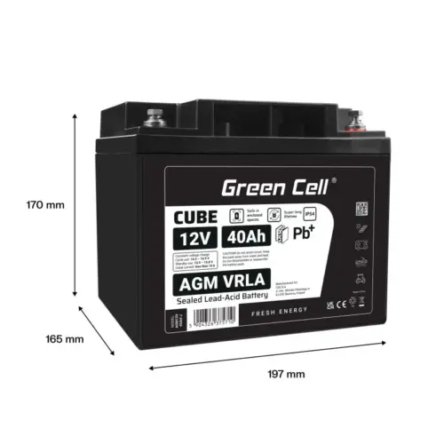 Alternative view of Green Cell Battery AGM VRLA 12V 40Ah IP54