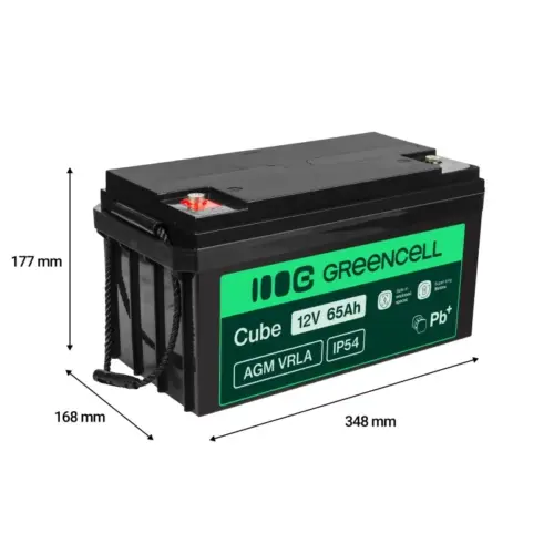 Alternative view of Green Cell Battery AGM VRLA 12V 65Ah IP54
