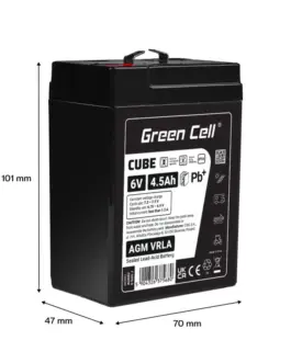Alternative view of Green Cell Battery AGM VRLA 6V 4,5Ah IP54