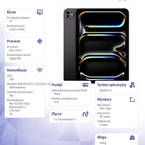 Apple iPad Pro 11 inch Wi-Fi + Cellular 2TB – Space черен