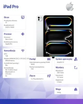 Alternative view of Apple iPad Pro 11 inch Wi-Fi + Cellular 1TB - Silver Nano