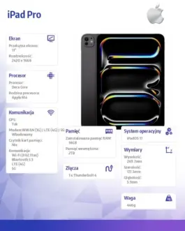 Alternative view of Apple iPad Pro 11 inch Wi-Fi + Cellular 2TB - Space черен Nano