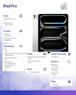 Alternative view of Apple iPad Pro 13 inch Wi-Fi + Cellular 1TB - Silver