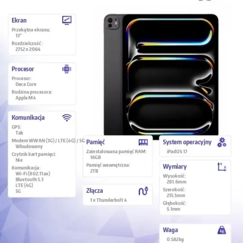 Alternative view of Apple iPad Pro 13 inch Wi-Fi + Cellular 2TB - Space черен Nano