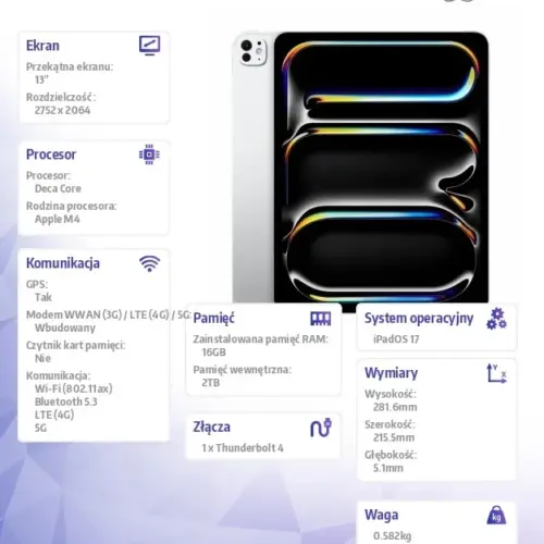 Alternative view of Apple iPad Pro 13 inch Wi-Fi + Cellular 2TB - Silver Nano