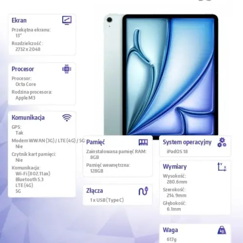 Alternative view of Apple IPAD AIR 13 WF CL 128GB BLU