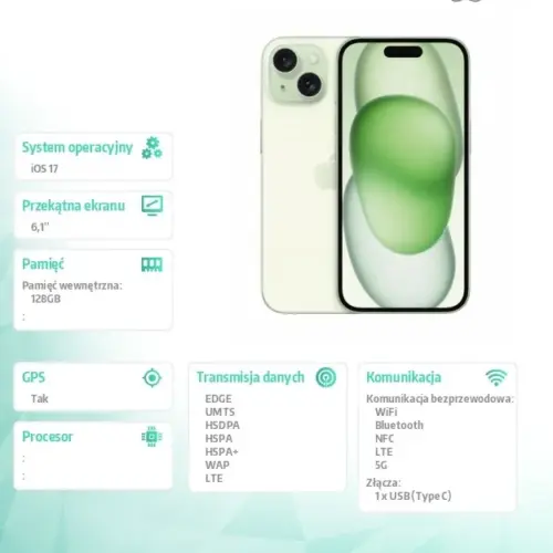 Apple iPhone 15 128GB – зелен