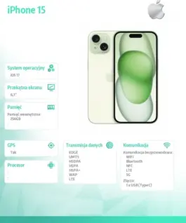 Apple iPhone 15 256GB – зелен