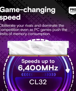 Alternative view of Crucial памет DDR5 Pro OC 16/6400(1*16GB) CL32 бял