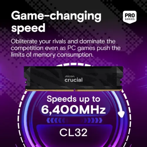 Alternative view of Crucial памет DDR5 Pro OC 16/6400(1*16GB) CL32