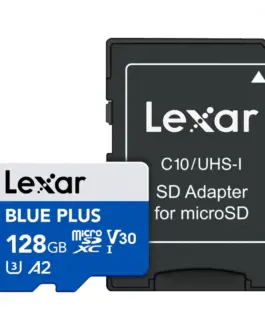 Lexar памет card microSD 128GB C10 A2 U3 V30 170MB/s син Plus
