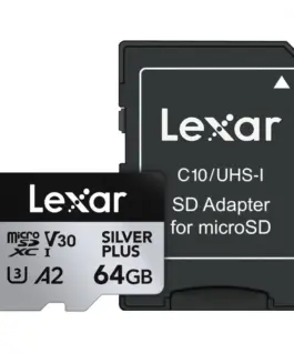 Lexar памет card microSD 64GB C10 A2 U3 V30 205/100MB/s Silver Plus