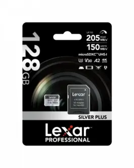 Alternative view of Lexar памет card microSD 128GB C10 A2 U3 V30 205/150MB/s Silver Plus