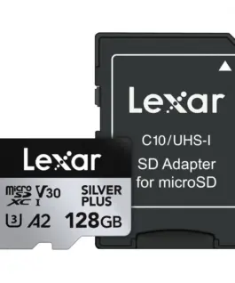 Lexar памет card microSD 128GB C10 A2 U3 V30 205/150MB/s Silver Plus