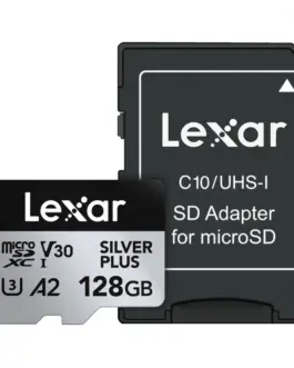 Lexar памет card microSD 128GB C10 A2 U3 V30 205/150MB/s Silver Plus