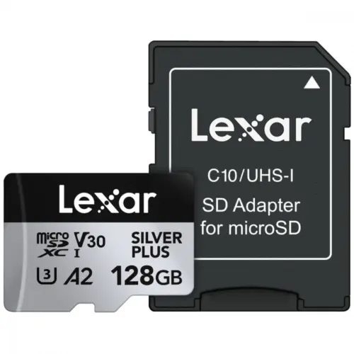 Lexar памет card microSD 128GB C10 A2 U3 V30 205/150MB/s Silver Plus