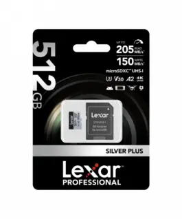 Alternative view of Lexar памет card microSD 512GB C10 A2 U3 V30 205/150MB/s Silver Plus
