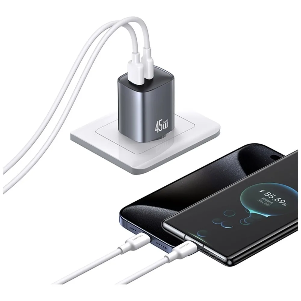 USAMS зарядно T66 45W GaN CC290 USB-A + USB-C - Image 3