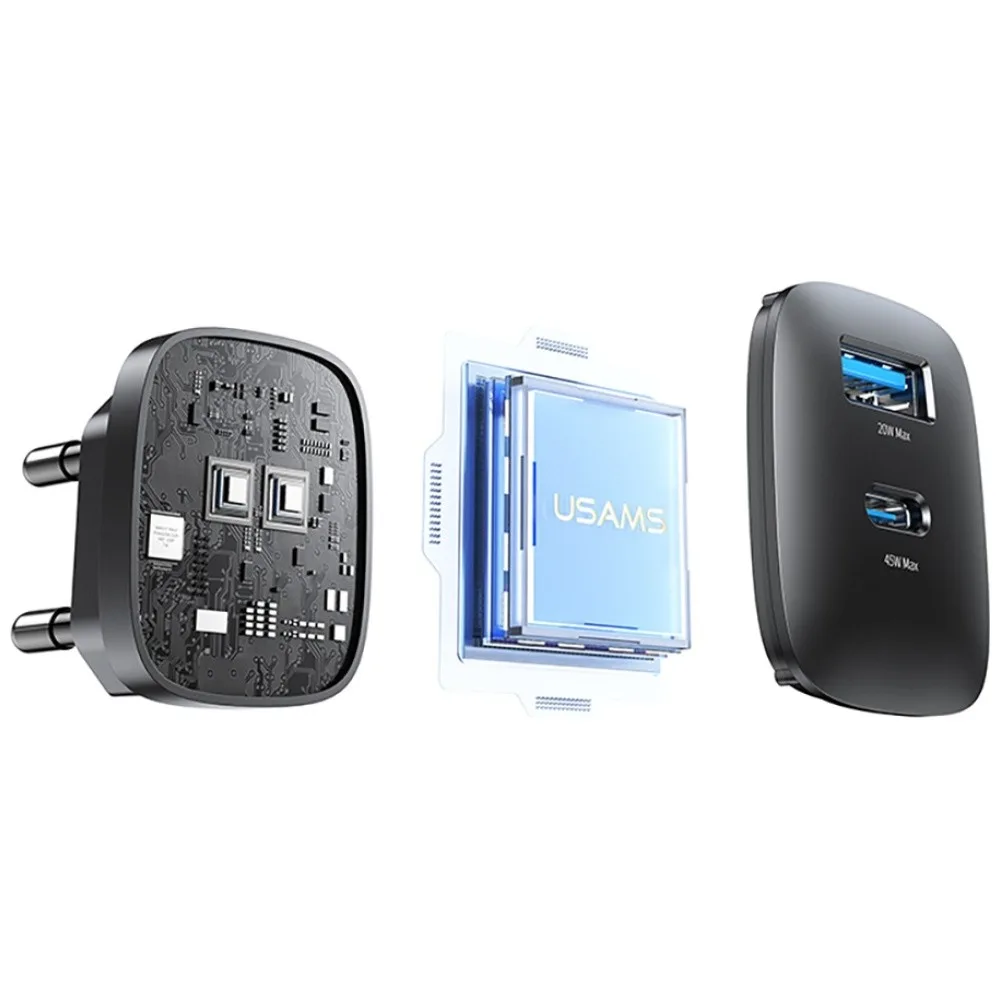 USAMS зарядно T66 45W GaN CC290 USB-A + USB-C - Image 4