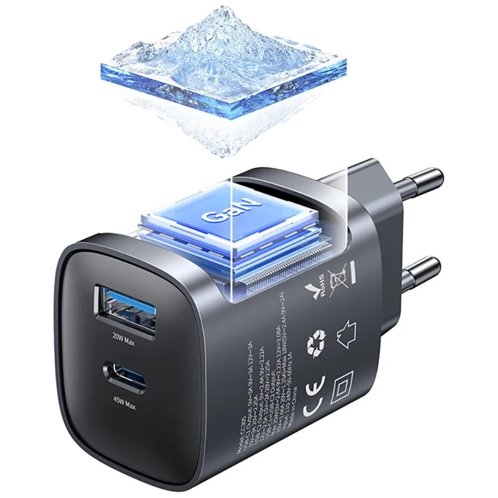 USAMS зарядно T66 45W GaN CC290 USB-A + USB-C - Image 5