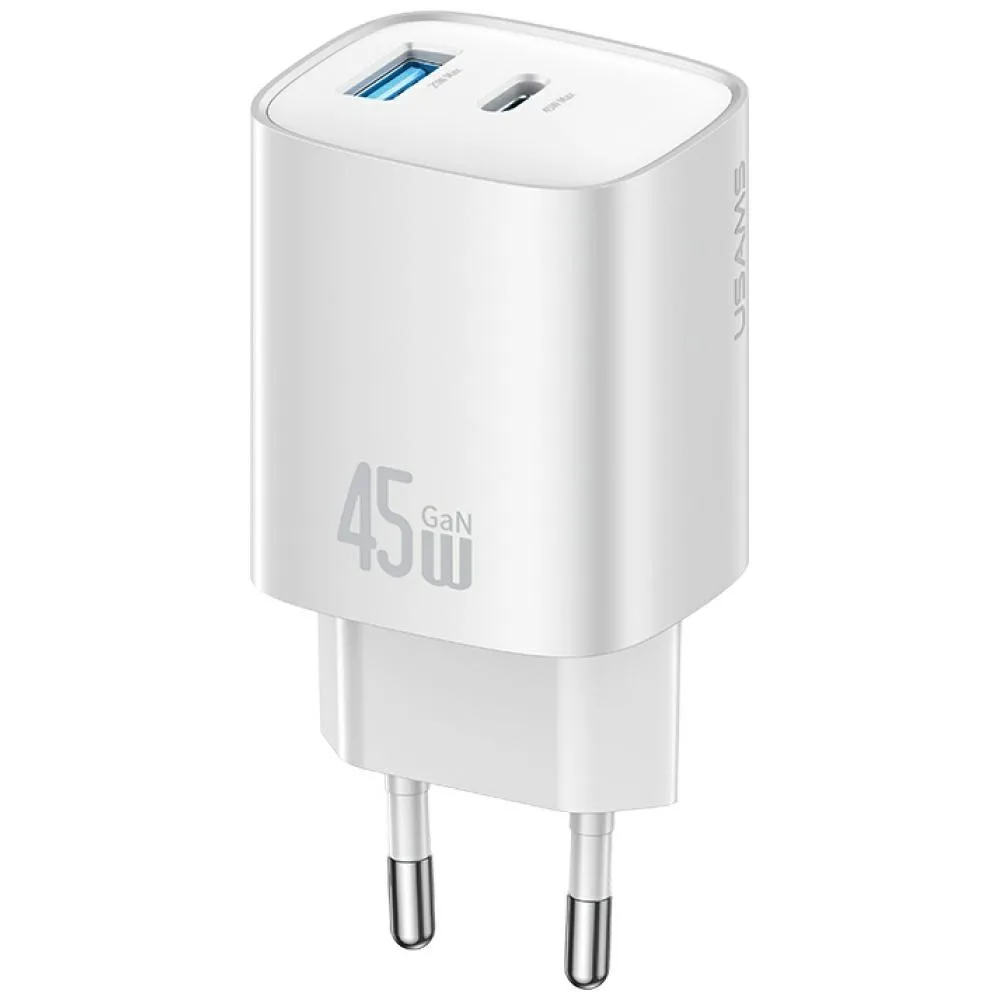 USAMS зарядно T66 45W GaN CC290 USB-A + USB-C