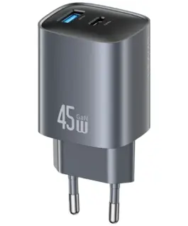 USAMS зарядно T66 45W CC290 GaN Fast charge silver