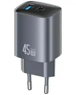 USAMS зарядно T66 45W CC290 GaN Fast charge silver