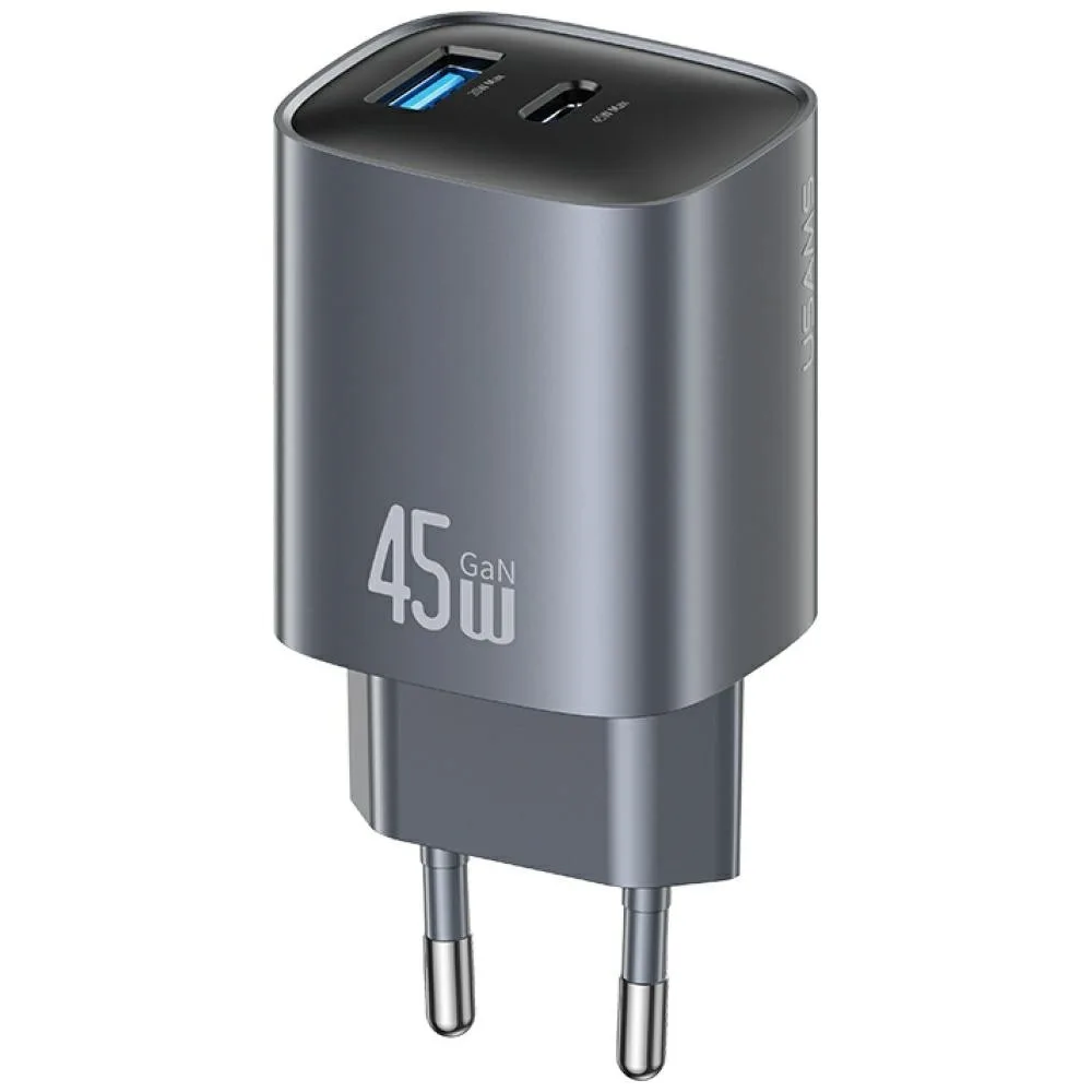 USAMS зарядно T66 45W CC290 GaN Fast charge silver