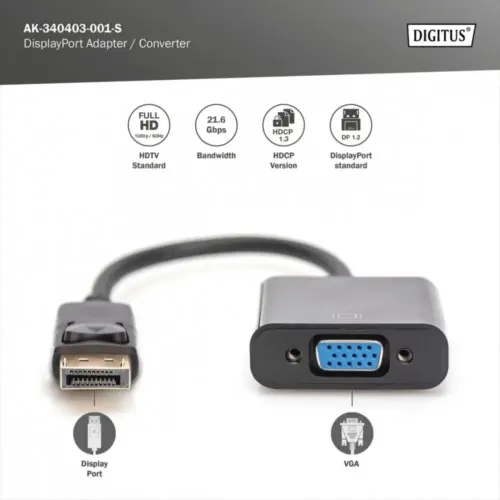 Digitus адаптер DisplayPort do VGA