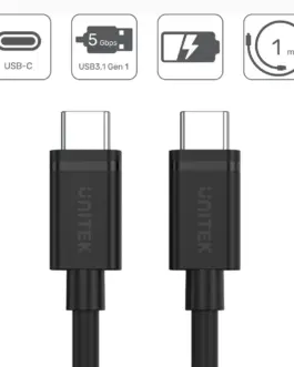 Alternative view of Unitek кабел USB TYP-C TO USB TYP-C, 1m, Y-C477BK
