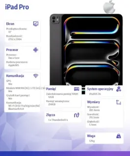 Alternative view of Apple iPad Pro 13 inches Wi-Fi 256 GB Standard glass - Space черен