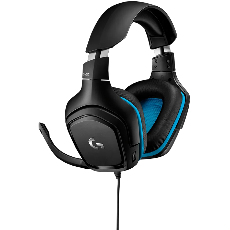 Геймърски слушалки LOGITECH G432 Wired Gaming Headset 7.1 - LEATHERETTE - BLACK/BLUE - USB - Image 32
