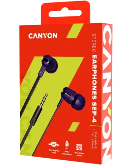 Alternative view of Слушалки CANYON headphones SEP-4 Mic Flat 1.2m Violet