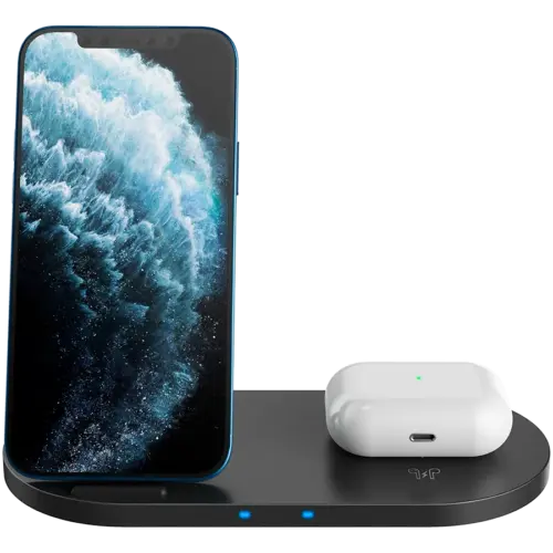 Alternative view of Зарядно за мобилен телефон CANYON wireless charger WS-202 10W 2in1 Black