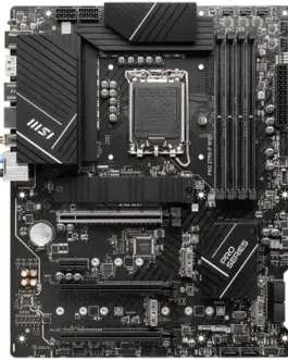 Alternative view of Дънна платка MSI PRO Z790-P WIFI, Socket 1700, Dual Channel DDR5 7000+MHz, 3x PCIe x16 slot, 4x M.2 slot, 1x HDMI, 4x USB 3.2 Gen 1, 4x USB 2.0, 1x USB 3.2 Gen 2, 7.1 HD Audio, 2.5Gbps LAN, 3Y