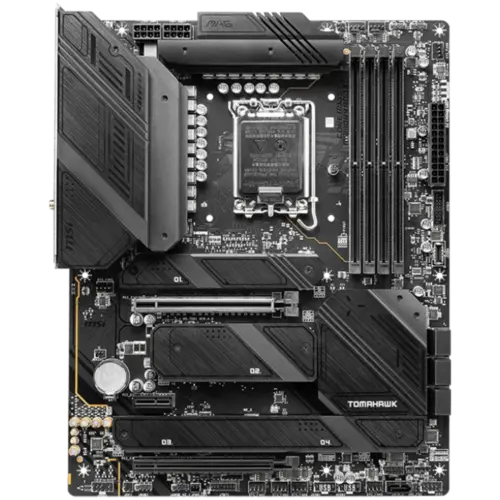 Alternative view of Дънна платка MSI MAG Z790 TOMAHAWK WIFI, ATX, Socket LGA 1700, Dual Channel DDR5 7200+(OC)MHz, 2x PCIe x16 slots, 4x M.2 slots, 1x HDMI, 1x DP, 4x USB 3.2 Gen2, 4x USB 3.2 Gen2, 4x USB 2.0, Type-C, 7.1 HD Audio, 2.5Gbps LAN