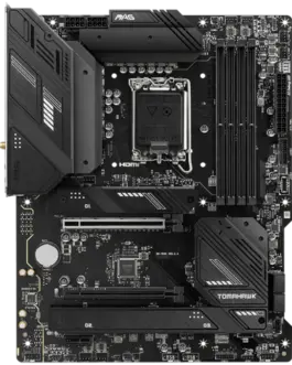 Alternative view of Дънна платка MSI MAG B760 TOMAHAWK WIFI, ATX, Socket 1700, Dual Channel DDR5 7000+(OC)MHz, 2x PCIe x16 slots, 3x M.2 slots, 1x HDMI, 1x DP, 1x USB 3.2 Gen 2x2 Type-C, 4x USB 3.2 Gen 2, 4x USB 2.0, 7.1 HD Audio, 2.5Gbps LAN, WI-FI 6E, BT, 3Y