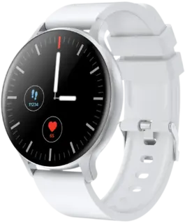 Alternative view of Смарт часовник CANYON Badian SW-68, Smartwatch, Realtek 8762CK, 1.28TFT 240x240px; RAM : 160KB, Lithium-ion polymer battery, 3.7V 190mAh Include, Silver Zinc alloy middle frame + plastic bottom case+ white Silicone strap + silver strap buckle, 44.9x