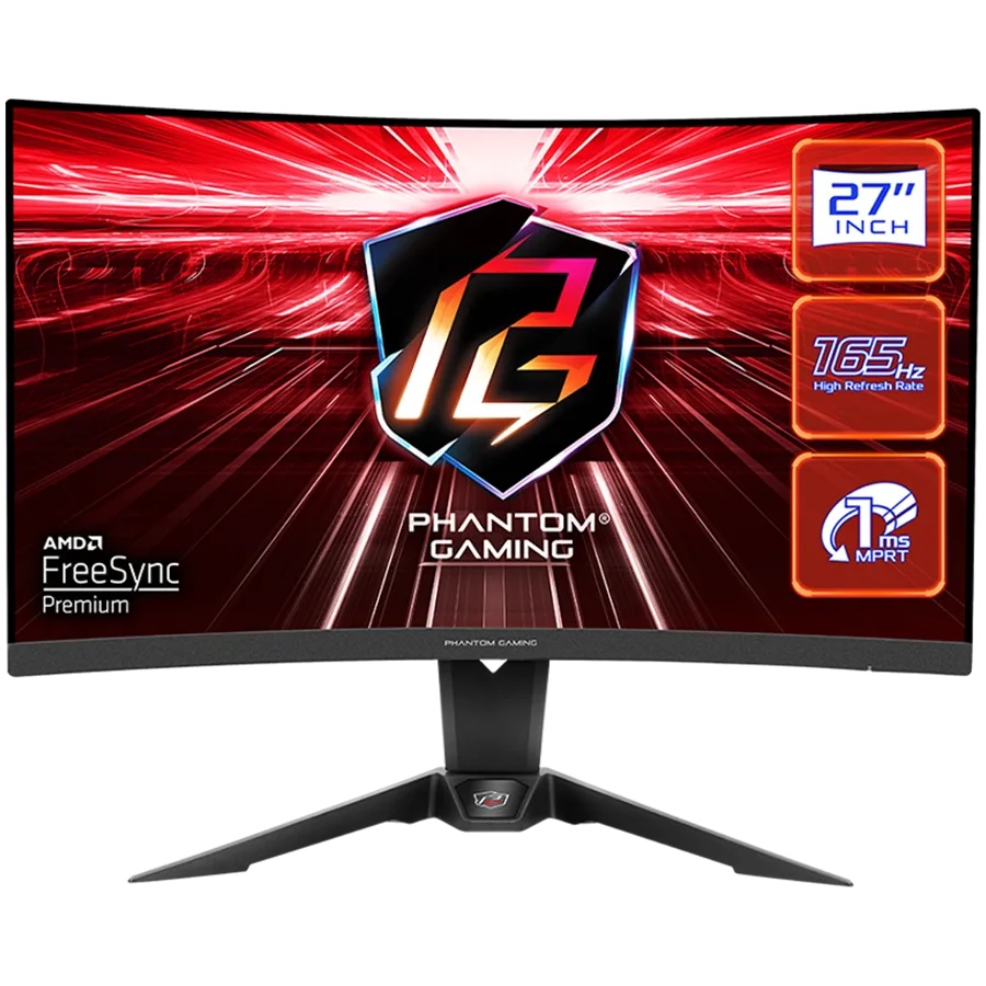 Монитор Asrock Curved Gaming Monitor 27" QHD(2560x1440) 1500R VA AG 165 Hz 110% sRGB 4000:1 550 cd/m² 178º/178º 1ms (MPR