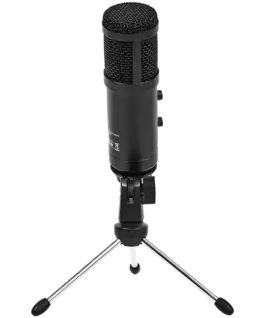 Alternative view of Геймърски микрофон LORGAR Soner 313, Gaming Microphones, Black, USB condenser microphone with Volume Knob & Echo Kob, including 1x Microphone, 1 x 2.5M USB Cable, 1 x Tripod Stand, 1 x User Manual, body size: Φ47.4*158.2*48.1mm, weight: 243.0g