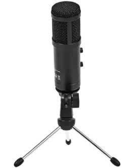 Alternative view of Геймърски микрофон LORGAR Soner 313, Gaming Microphones, Black, USB condenser microphone with Volume Knob & Echo Kob, including 1x Microphone, 1 x 2.5M USB Cable, 1 x Tripod Stand, 1 x User Manual, body size: Φ47.4*158.2*48.1mm, weight: 243.0g