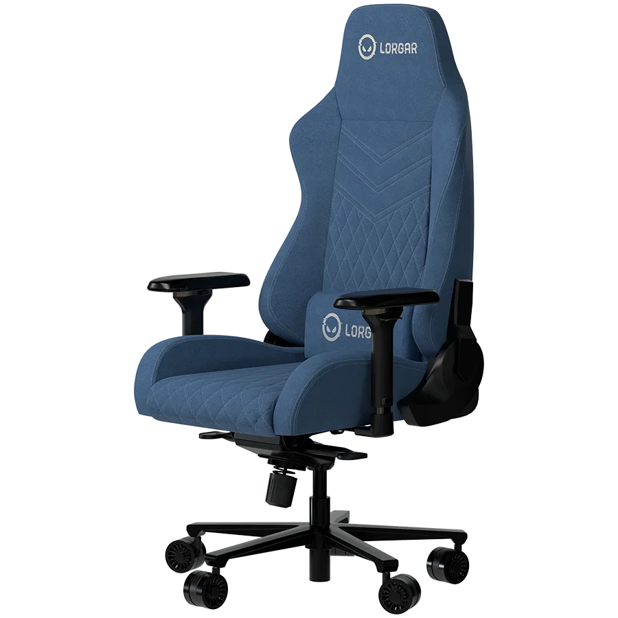 Геймърски стол LORGAR Ace 422, Gaming chair, Anti-stain durable fabric, 1.8 mm metal frame, multiblock mechanism, 4D armrests, 5 Star aluminium base, Class-4 gas lift, 75mm PU casters, Blue - Image 2