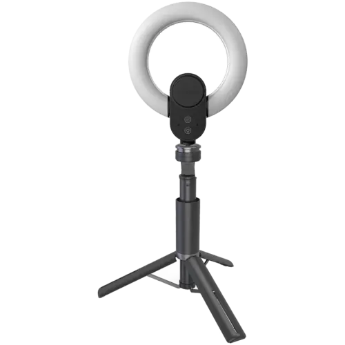 Alternative view of Уеб камера LORGAR Circulus 910, Streaming web camera, 5MP 2592X1944 max resolution, up to 60fps, 1/2.8", Sony STARVIS CMOS image sensor, full glass lens, 5.5 built-in ring light (1700-14 000K), foldable tripod, auto focus, dual microphones with AI no