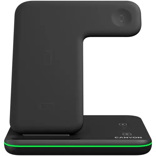 Alternative view of Зарядно за мобилен телефон CANYON wireless charger WS-303 15W 3in1 Black