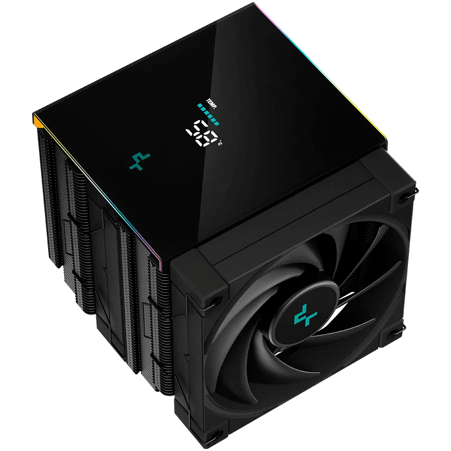 Охладител за процесор Охладител DeepCool AK620 Digital, CPU Air Cooler, 2x120mm FK120 PWM Fan, Digital Display, ARGB, TDP 260W, 6 Heatpipes, LGA2066/2011-v3/2011/1700/1200/115x, AMD AM5/AM4, 129x138x162 mm(LxWxH), 3Y, R-AK620-BKADMN-G - Image 3