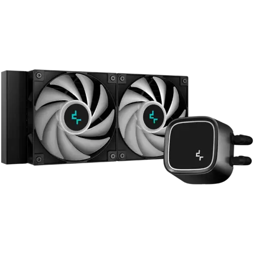 Alternative view of Охладител за процесор Охладител DeepCool LE520, 240mm CPU Liquid Cooler, 2x120mm ARGB PWM Fans, Anti-Leak Technology, ARGB Pump Top, Black, LGA 1700/1200/115x, AMD AM5/AM4, 3Y, R-LE520-BKAMMN-G-1