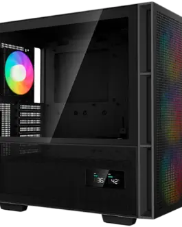 Alternative view of Кутия за компютър DeepCool CH560 Digital, Mid Tower, Mini-ITX/Micro-ATX/ATX/E-ATX, 1xUSB3.0, 1xType-C, 1xAudio, 3x140mm + 1x120mm Pre-Installed ARGB Fans, Tempered Glass, Mesh Panels, Dual-Status Digital Display, GPU Support Arm, Black, R-CH560-BKAPE