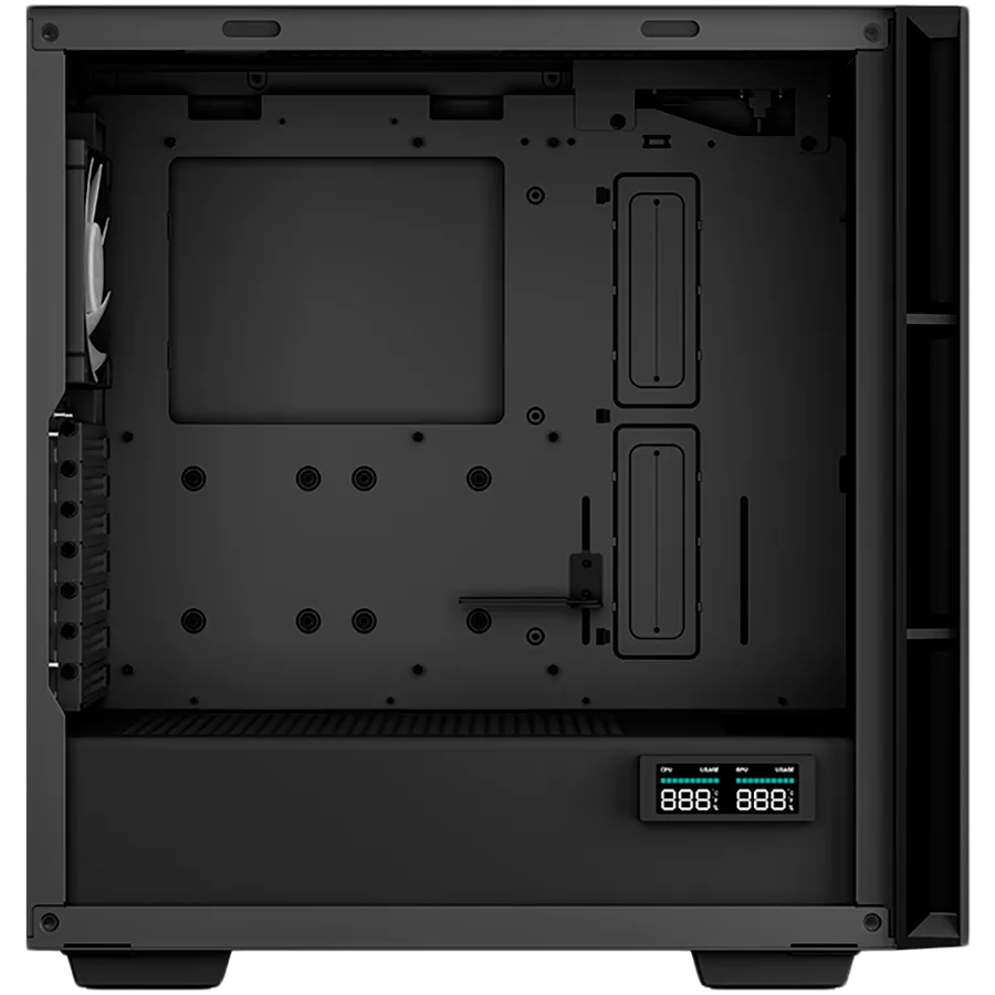 Кутия за компютър DeepCool CH560 Digital, Mid Tower, Mini-ITX/Micro-ATX/ATX/E-ATX, 1xUSB3.0, 1xType-C, 1xAudio, 3x140mm + 1x120mm Pre-Installed ARGB Fans, Tempered Glass, Mesh Panels, Dual-Status Digital Display, GPU Support Arm, Black, R-CH560-BKAPE - Image 4