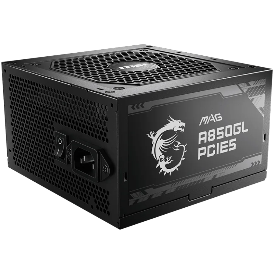 Захранване за компютър MSI MAG A850GL PCIE5 850W 80 Plus Gold 120mm Fluid Dynamic Bearing Fan Protections: OCP/OVP/OPP/O